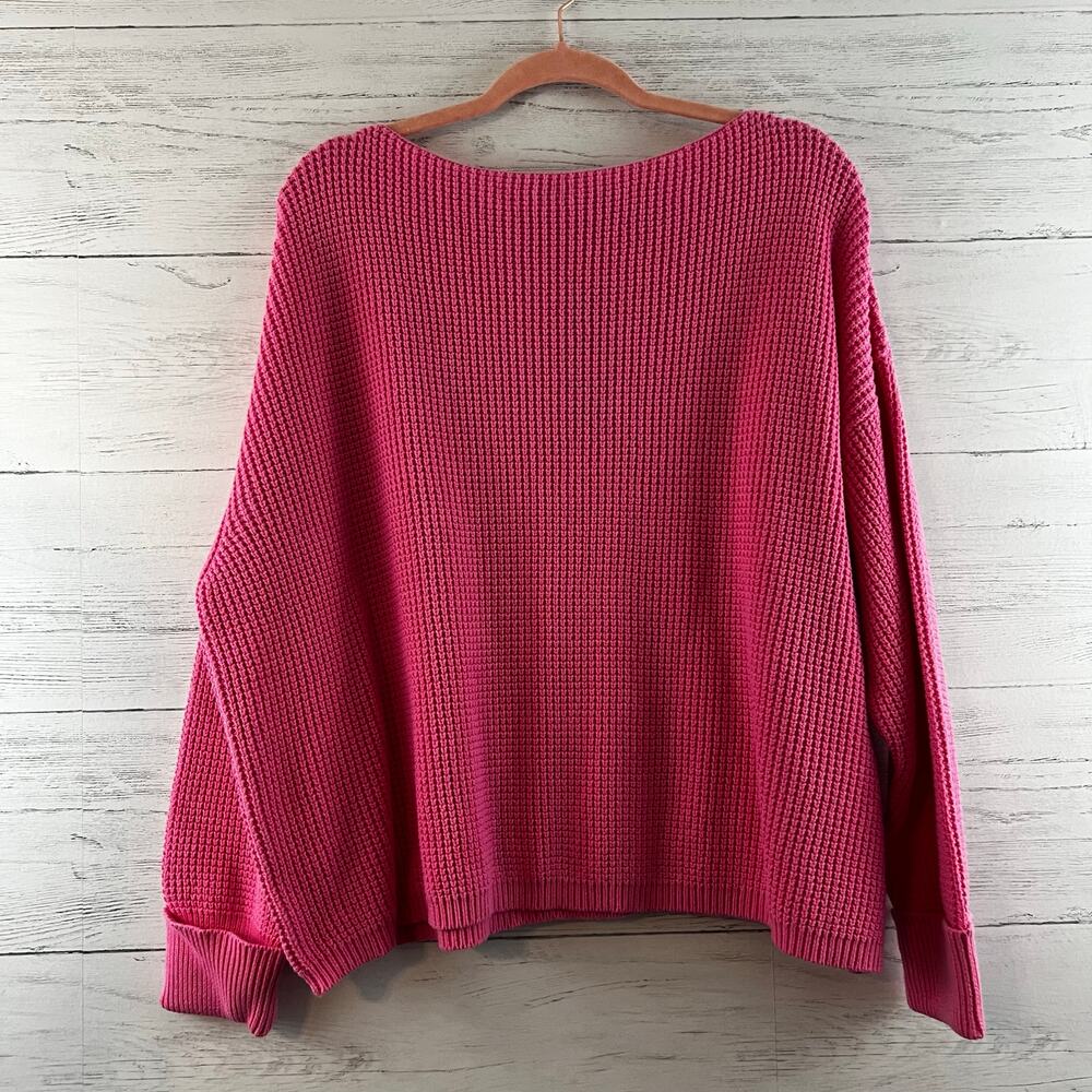 French Connection NWT Hot Pink Boxy Chunky Knit Sweater Size M